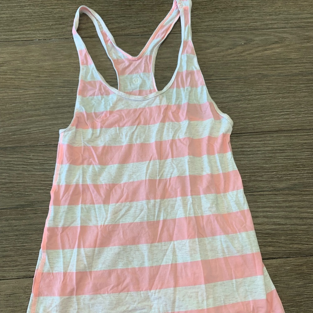 Lululemon pink/white striped racerback tank size 2
